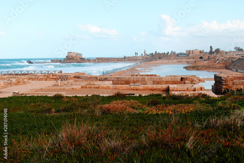 View of the excavations of the old city, Caesarea, Israel