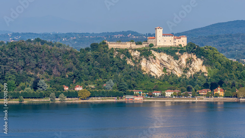 The beautiful Rocca di Angera Varese dominates the southern part of Lake Maggiore, Italy