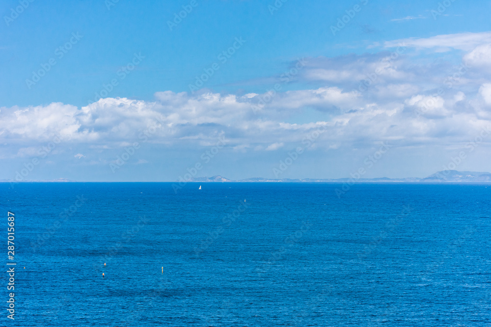 Italy, Sorrento, view of the splendid blue sea.