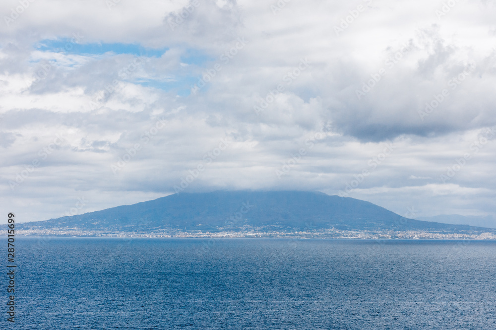 Italy, Sorrento, view of Vesuvius seen from the coast