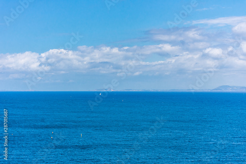 Italy, Sorrento, view of the splendid blue sea.