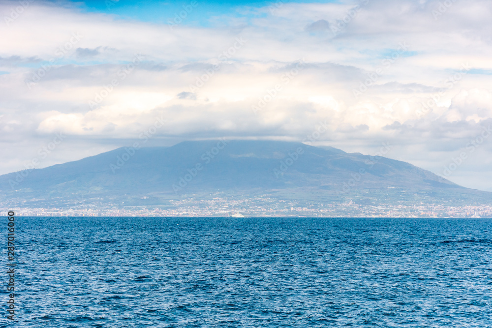 Italy, Sorrento, view of Vesuvius seen from the coast