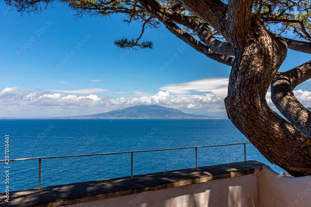 Italy, Sorrento, view of Vesuvius seen from the coast