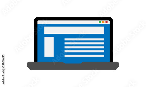 Business laptop computer icon for web services and remote work solutions