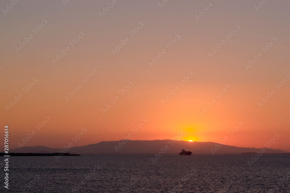 Sunset view over the bay in Izmir