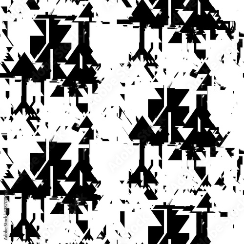 Seamless pattern tribal design. Black and white print with arrows and triangles. Watercolor effect. Suitable for bed linen, leggings, shorts and fashion industry.