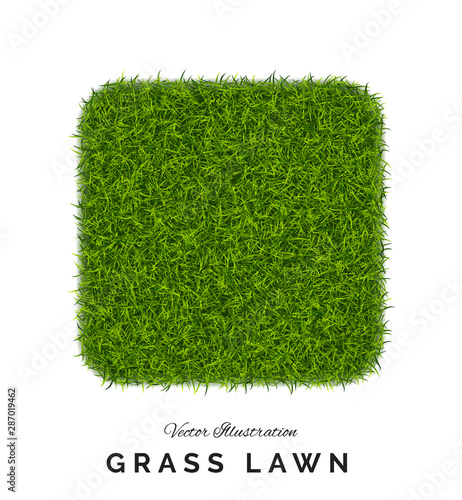 Fake Green Grass or Astroturf Square Background Isolated