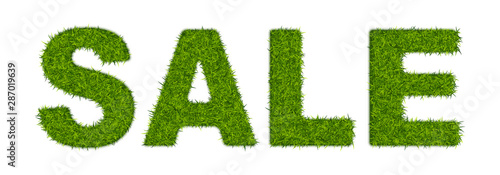 Fake green grass word SALE made of or astroturf