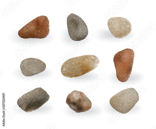 Round River Stones or Sea Pebbles Isolated