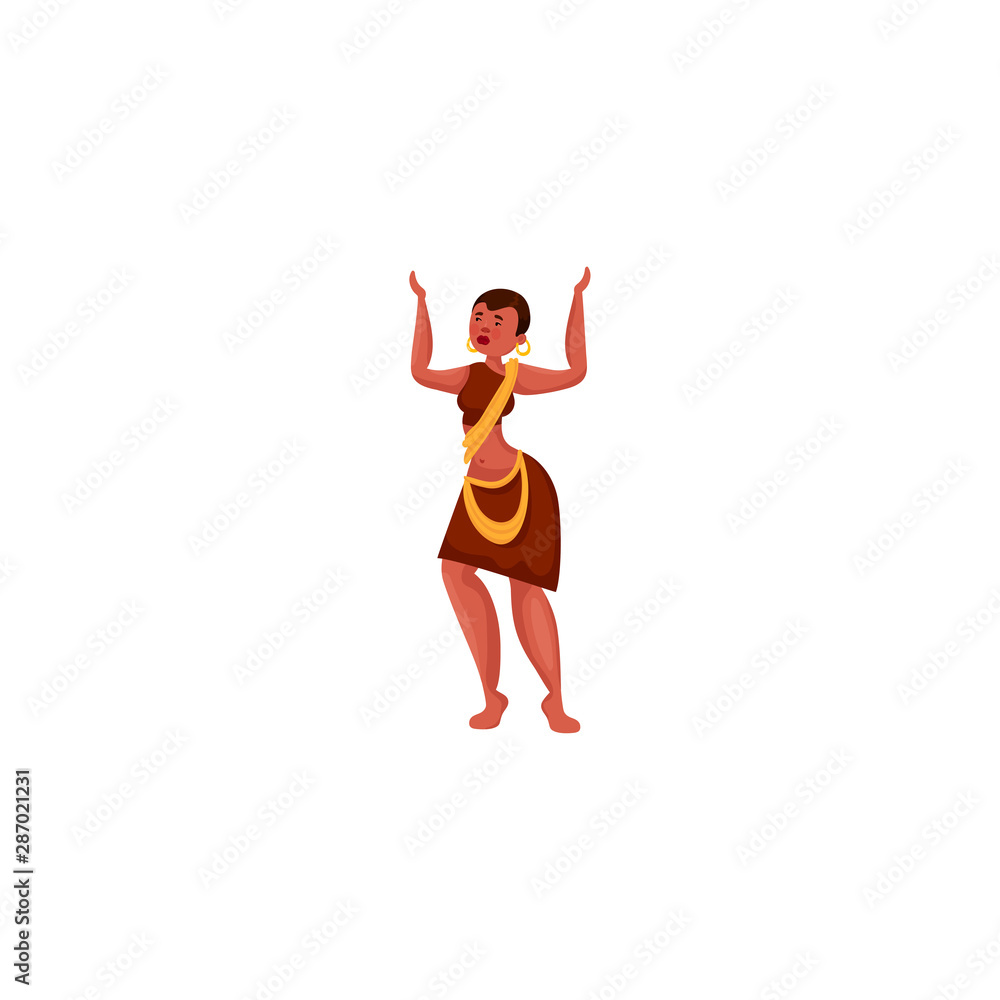African woman in ethnic dress. Raster illustration in flat cartoon style African woman in ethnic dress. Raster illustration in flat cartoon style