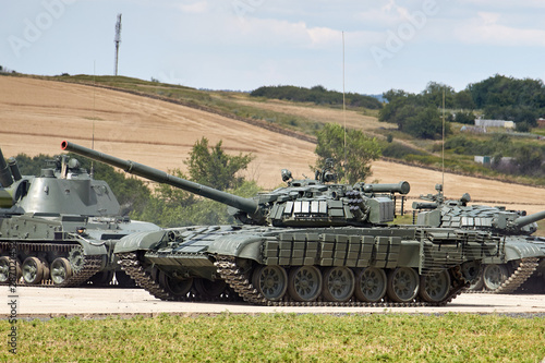 Several Soviet T-72 medium tanks photo