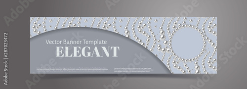 Banner with pearl pattern background. Elegant design vector template.