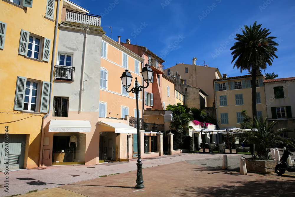 Historical Old Town of St Tropez, a popular resort on Mediterranean sea, Provence, France