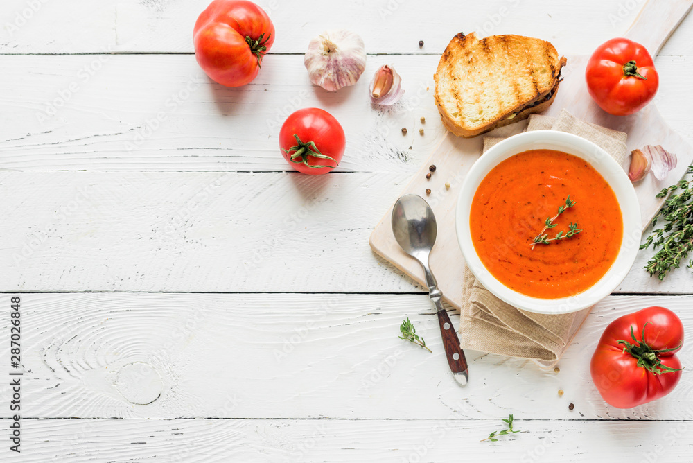 Fotografie Tomato Soup with grilled cheese