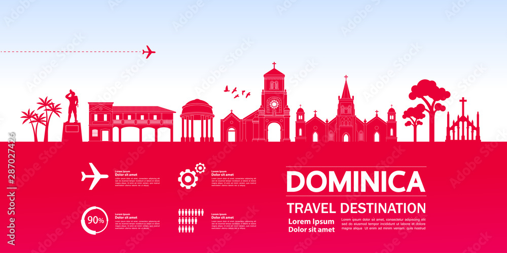 Dominica travel destination grand vector illustration.