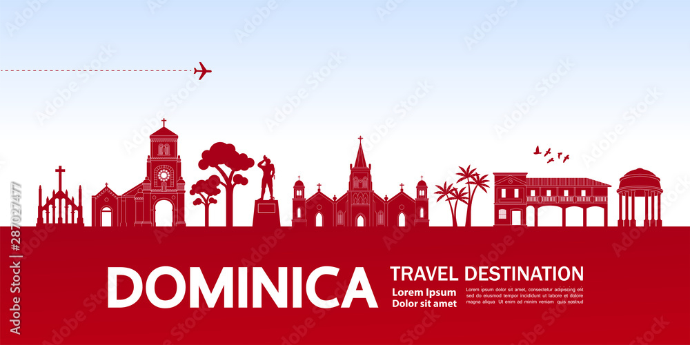 Dominica travel destination grand vector illustration.