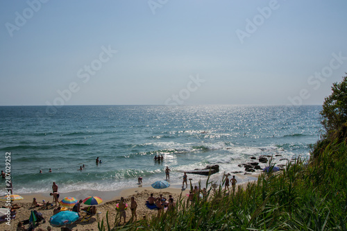 St Constantine and Elena resort, Varna, Bulgaria 08/24/2019 People enjoying the hot weather, beach fun,  - holiday destination, summertime relaxing at sea © Len0r