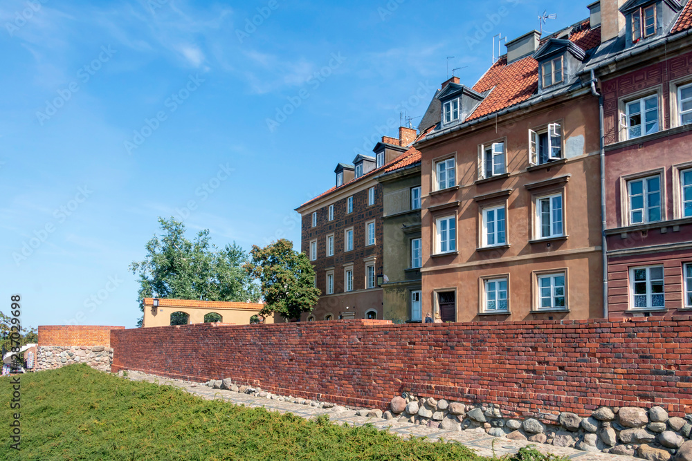 City Walls in Old Town of Warsaw, Poland