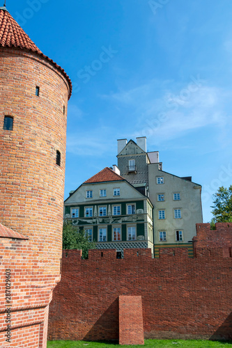 The Barbican and City Walls in Old Town of Warsaw, Poland