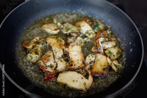 fresh cooking at home roasted boletus edulis