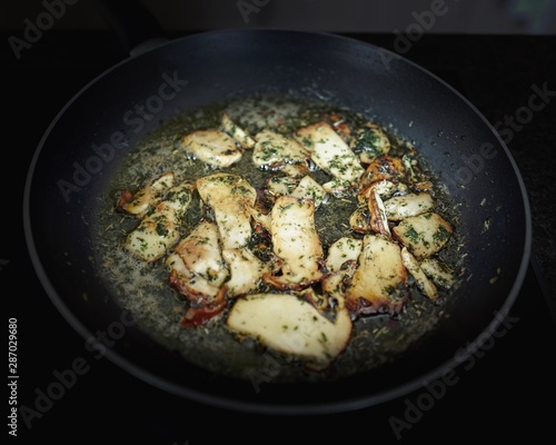 fresh cooking at home roasted boletus edulis