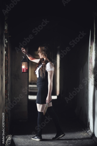 Girl from horror movie with knife © alexkich