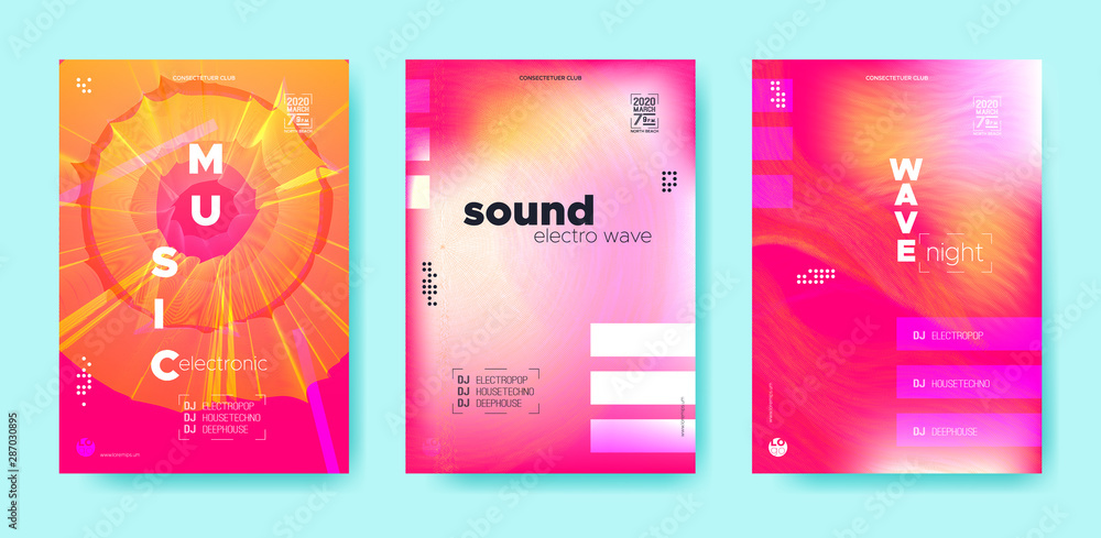 Dj Poster. Wave Event. Trendy Music Banner. 