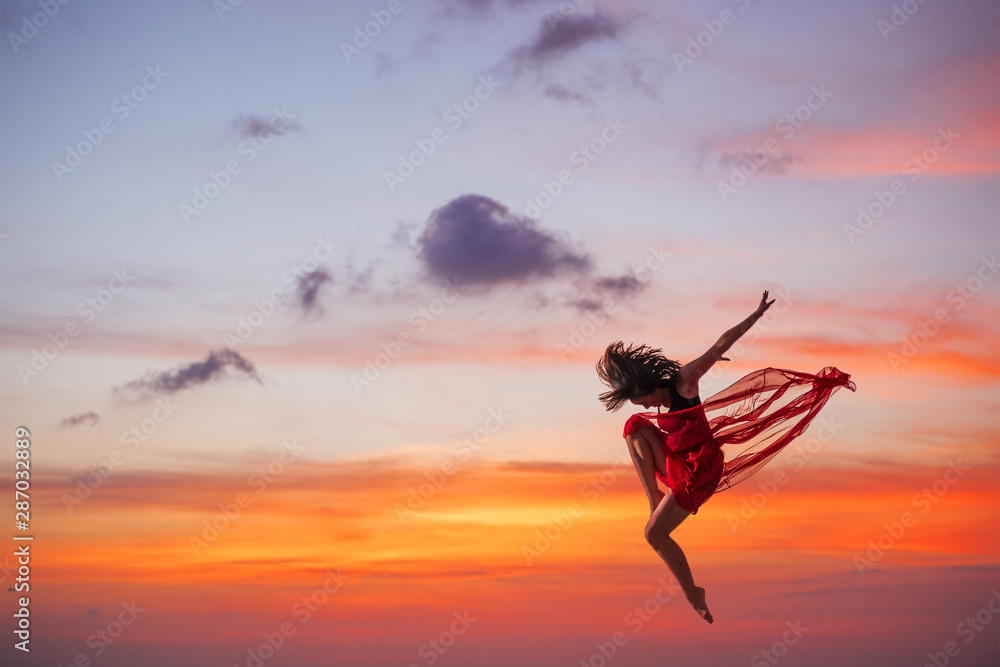 Ballet dancer at sunset