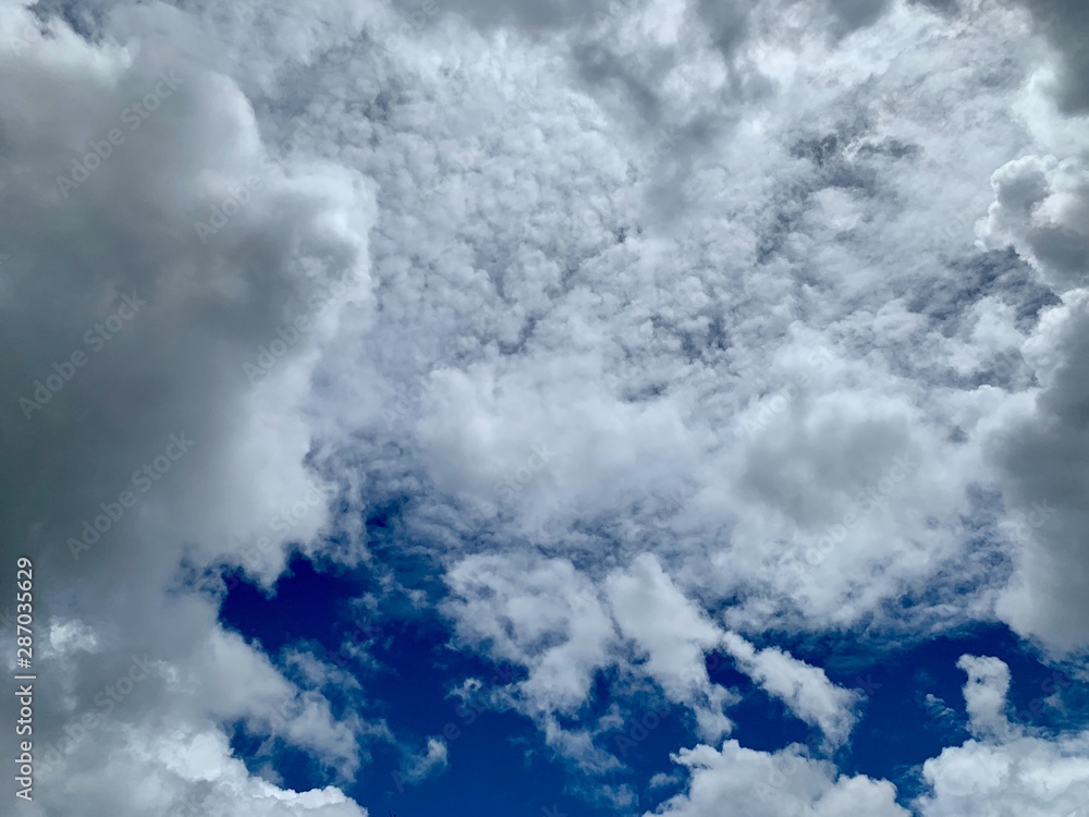 Obraz premium A white cloud on the blue sky background, cirrocumulus pattern