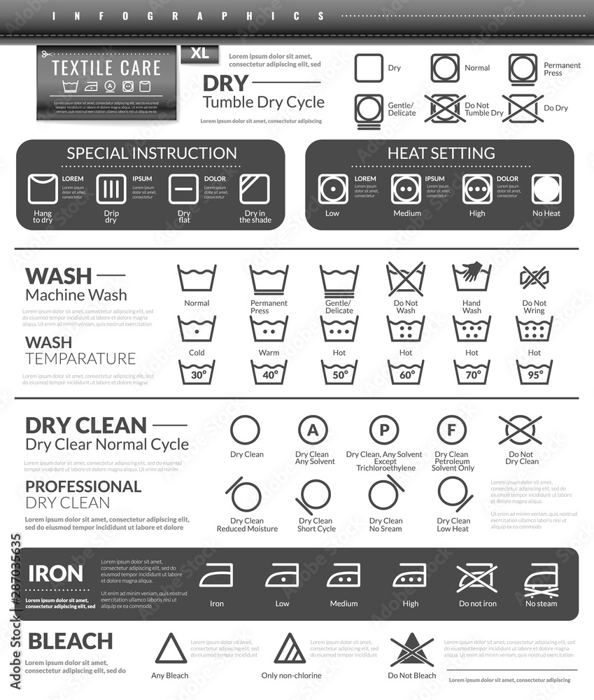 Laundry flat icons infographics Stock Vector | Adobe Stock