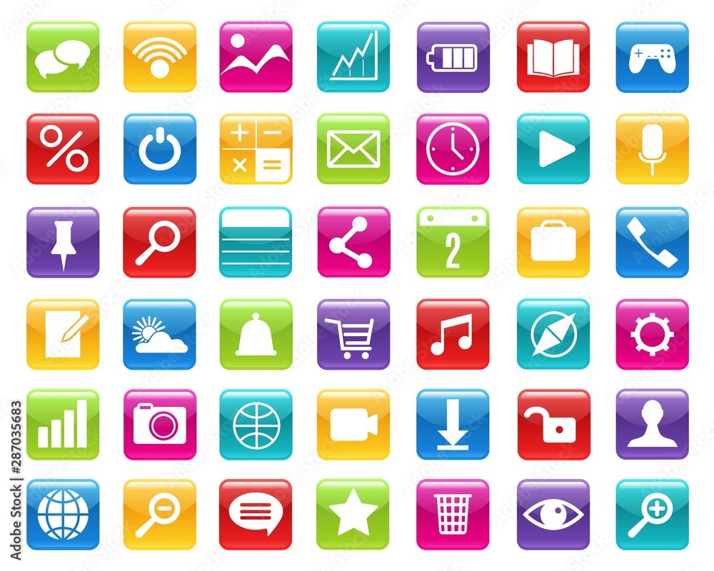 Multimedia color icons set Multimedia color icons set