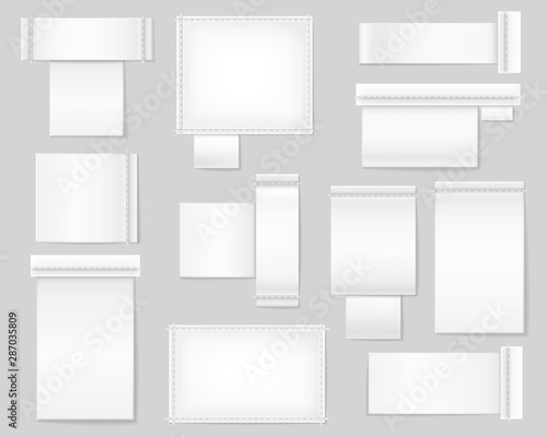 Textile white blank labels set