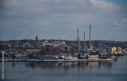 Winter view of Stockholm in pale winter sun.