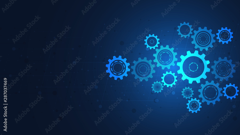 Gear wheel mechanisms. Hi-tech digital technology and engineering. Abstract technical background. Gear wheel mechanisms. Hi-tech digital technology and engineering. Abstract technical background.