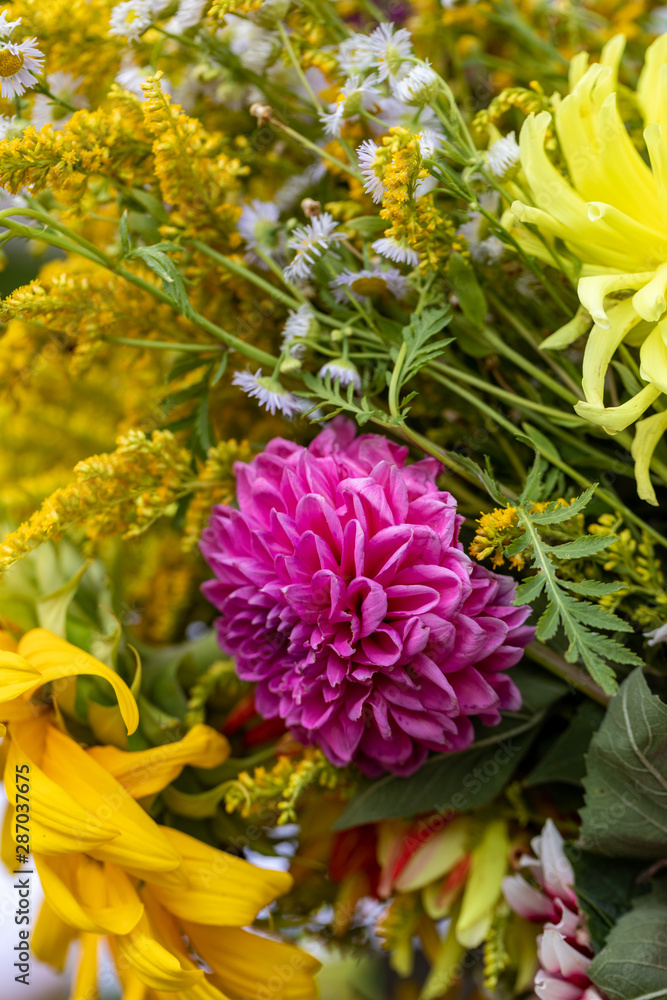 Floristic bouquet of flowers, herbs and fruits that are the symbol of summer Floristic bouquet of flowers, herbs and fruits that are the symbol of summer