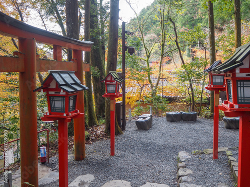 Wallpaper Mural Japanese shinto shrine with colorful autumn trees on mountain in rural area of Kyoto, Japan Torontodigital.ca