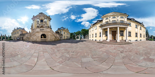 Full spherical seamless hdri panorama 360 degrees near old gothic uniate of St. George Cathedral in equirectangular projection, VR AR content with zenith and nadir photo