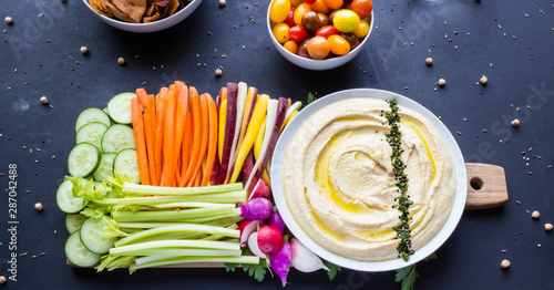 Hummus Platter with Vegetables and Chips