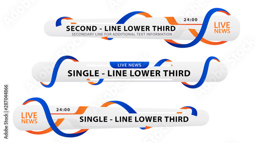 Vector video headline title or television news bar design template isolated on white background