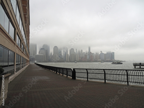 New York covered by fog seen from New Jersey