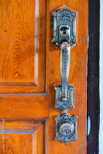 old wooden door handle