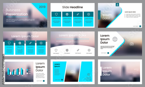 Modern aqua blue presentation template. Infographic template vector.