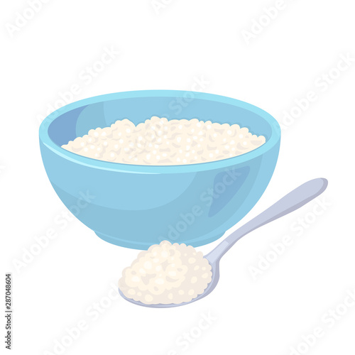 fresh cottage cheese vector illustration isolated on white