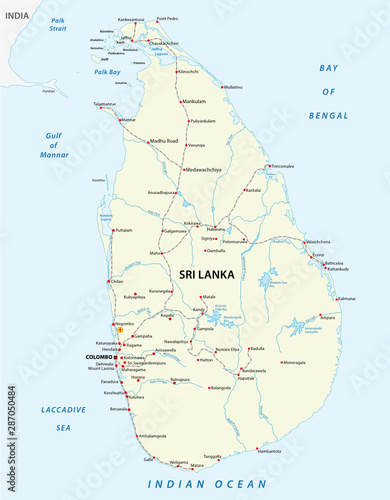 Democratic Socialist Republic of Sri Lanka Railway map