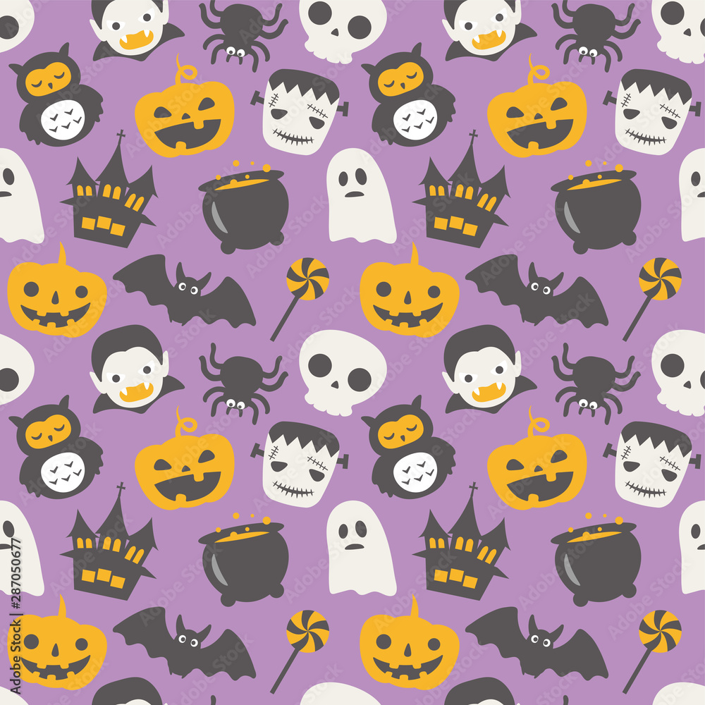 Fototapeta premium ハロウィン シームレスパターン背景素材