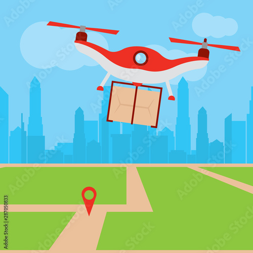 Abstract drone flying