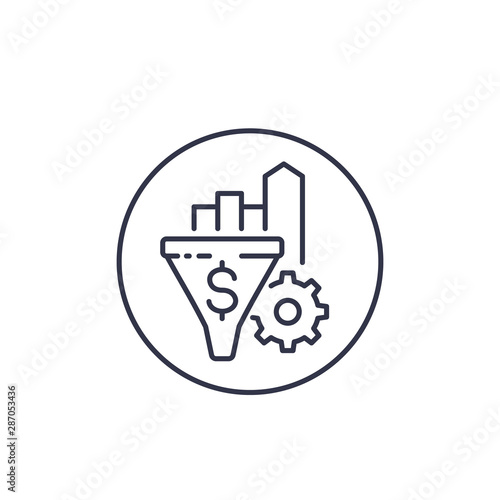 Conversion rate growth vector line icon