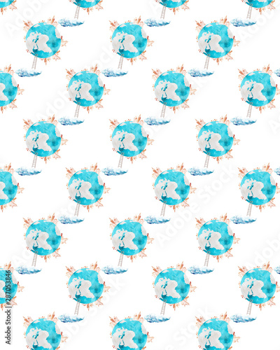 seamless pattern with blue earth