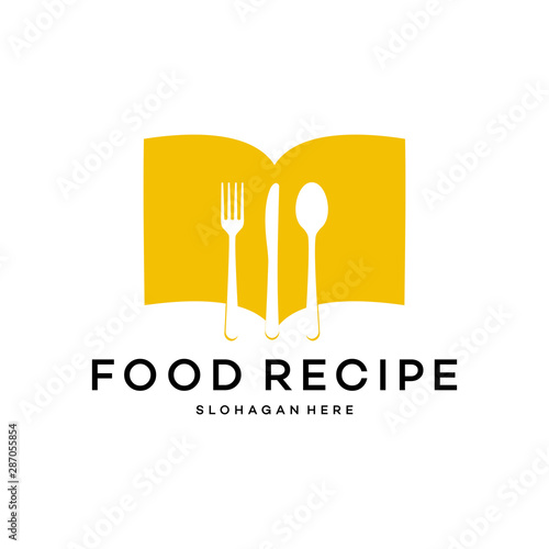 Food recipe logo template vector