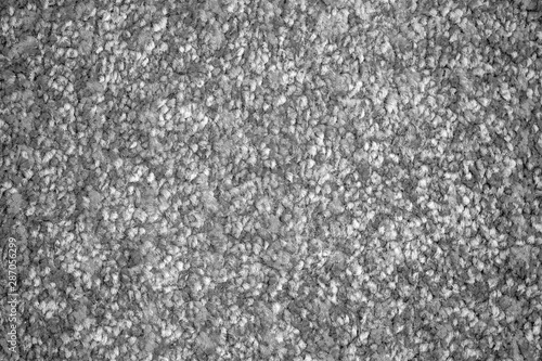 Fluffy black and white carpet with texture.